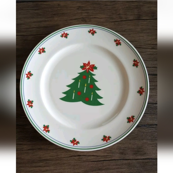 Christopher Stuart "Yuletidings" 8 1/2" Salad Plate Y1550 Christmas Tree… - Picture 1 of 12